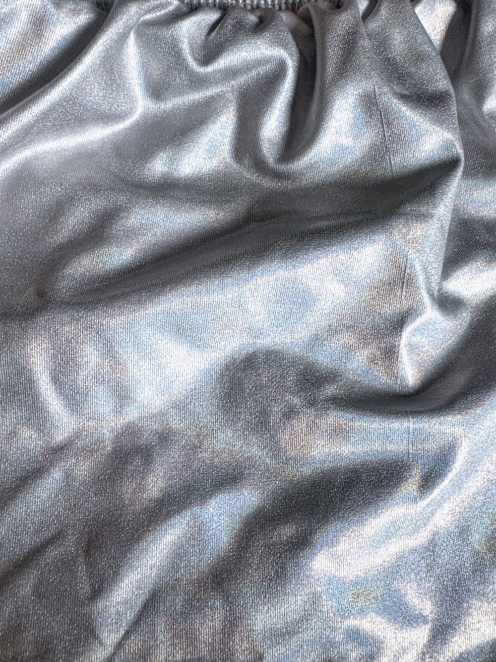 Arjen Kroos Metallic Silver Running Shorts L High Waisted Athletic Gym Shiny - Picture 3 of 6